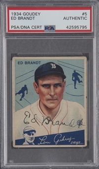 1934 Goudey #5 Ed Brandt Signed Card – PSA/DNA Authentic